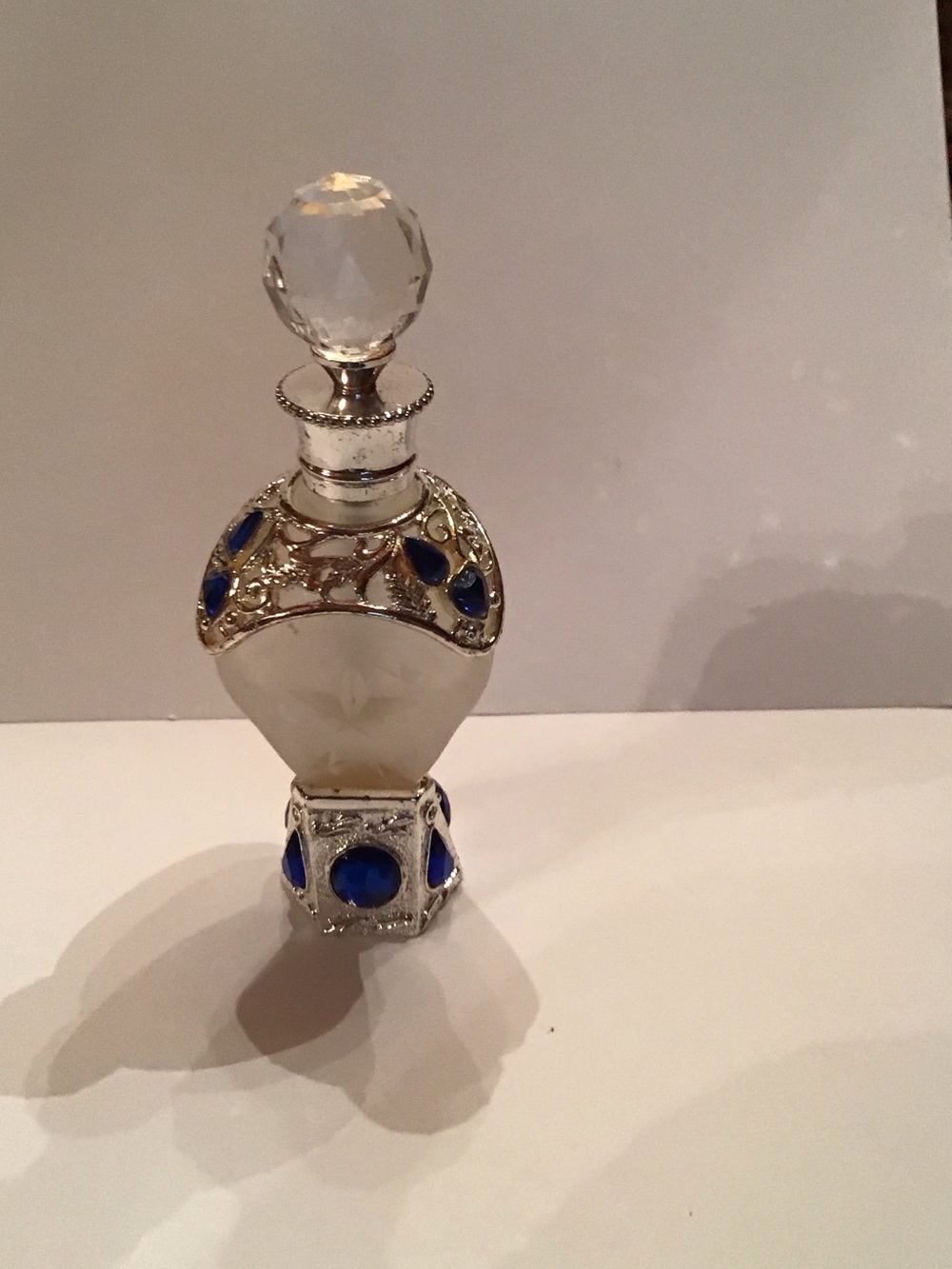 Elegant Blue and Silver Decorative Perfume Bottle - Unbranded